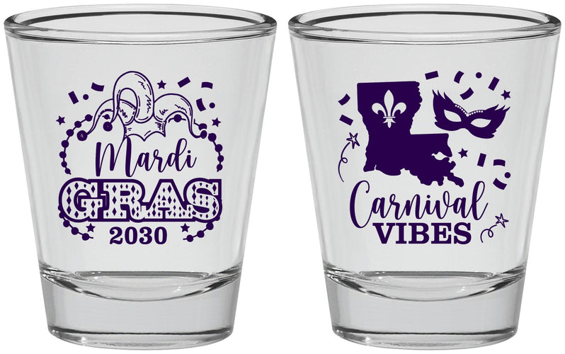 Personalized Mardi Gras Shot Glasses - Fleur De Lis Carnaval | 190012