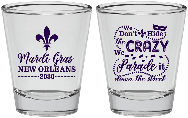 Personalized Mardi Gras Shot Glasses - Fleur De Lis | 190013