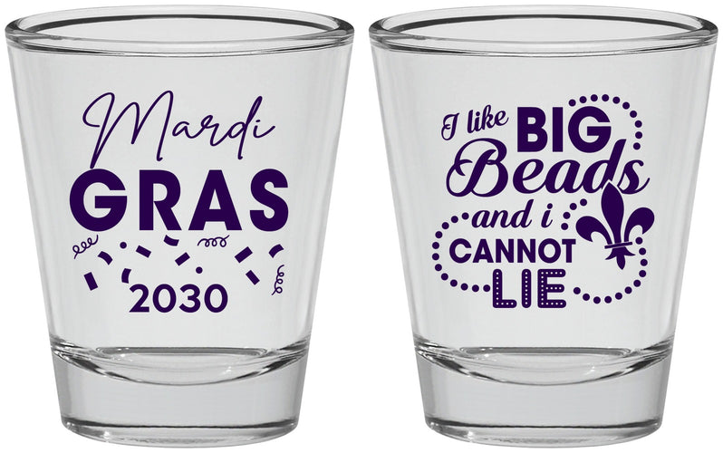 Personalized Mardi Gras Shot Glasses - Big Bead Fleur De Lis | 190018