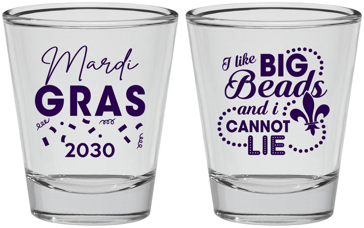 Personalized Mardi Gras Shot Glasses - Big Bead Fleur De Lis | 190018