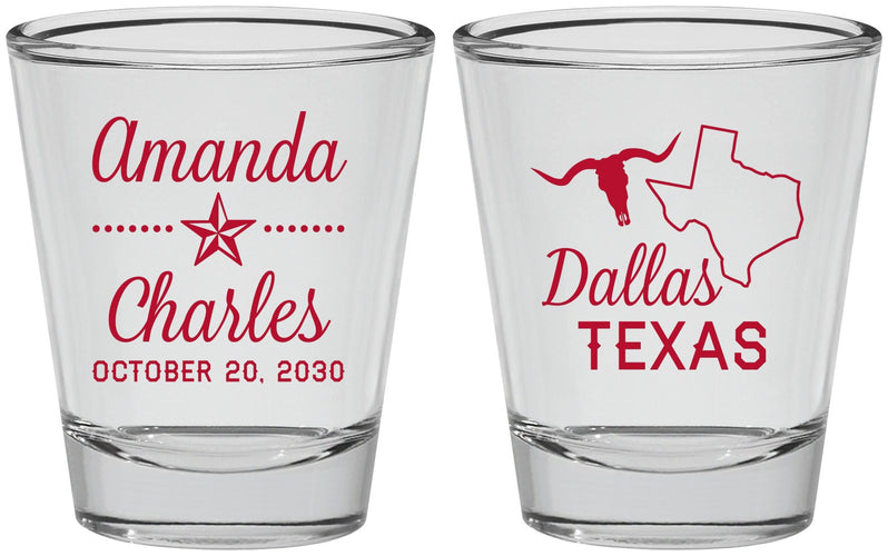 Personalized Wedding Shot Glasses - Texas | 192