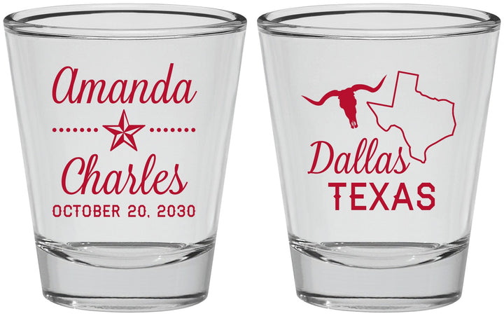 Personalized Wedding Shot Glasses - Texas | 192