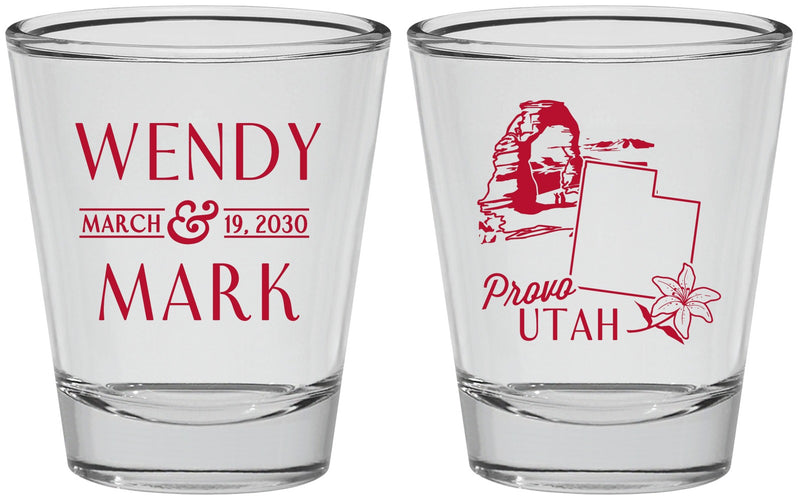 Personalized Wedding Shot Glasses - Utah | 193