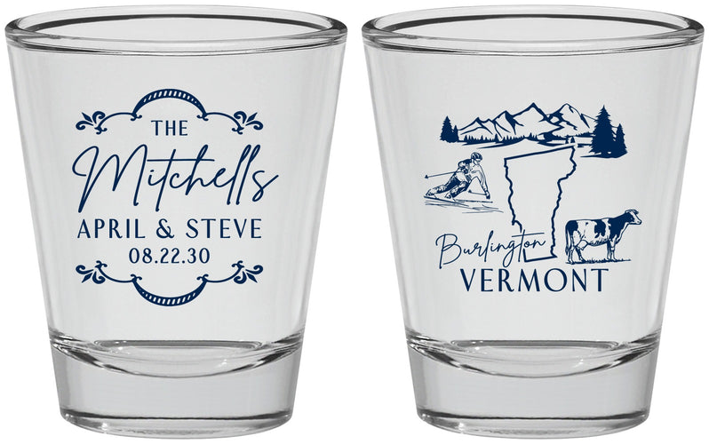 Personalized Wedding Shot Glasses - Vermont | 194