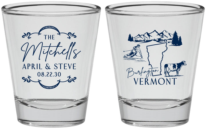 Personalized Wedding Shot Glasses - Vermont | 194