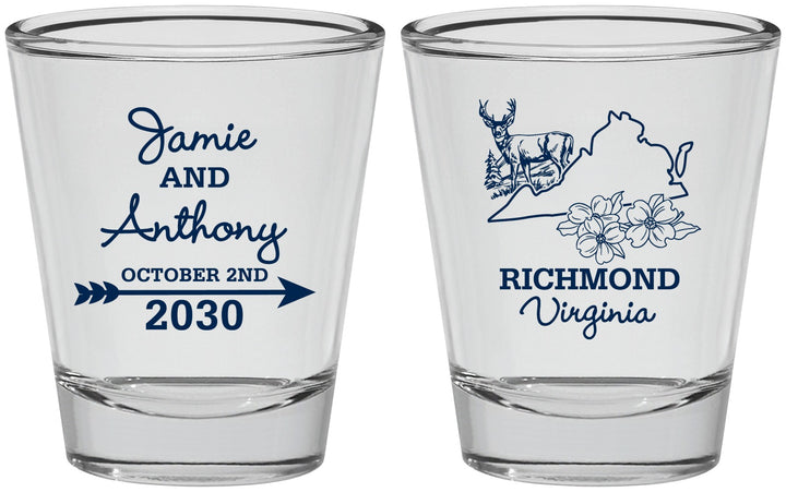Personalized Wedding Shot Glasses - Virginia | 195
