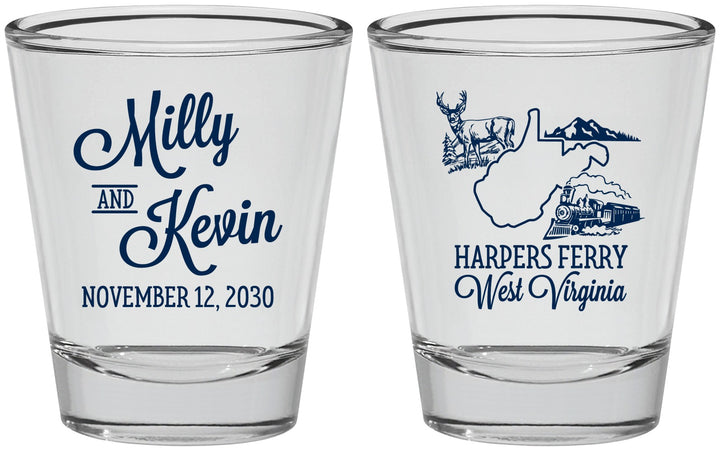 Personalized Wedding Shot Glasses - West Virginia | 197