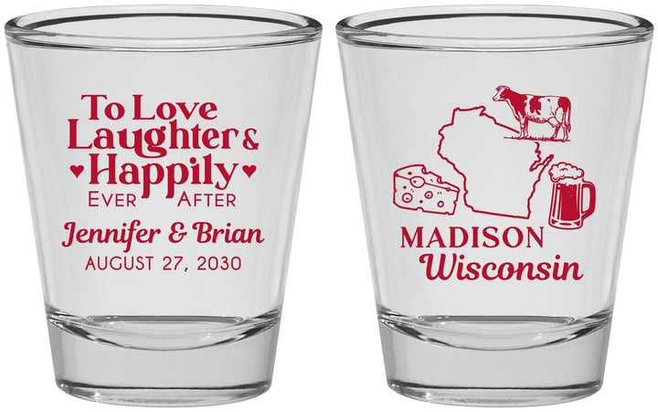 Personalized Wedding Shot Glasses - Wisconsin | 198