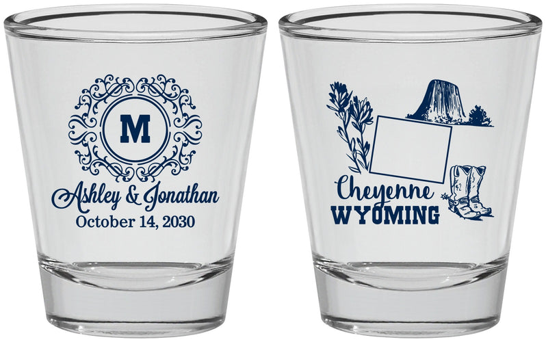 Personalized Wedding Shot Glasses - Wyoming | 199