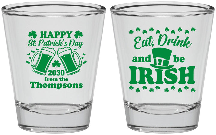 Personalized St Patricks Day Shot Glasses - Eat Drink Be Irish | 200002