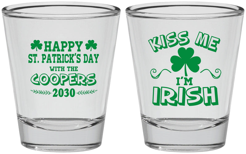 Personalized St Patricks Day Shot Glasses - Kiss Me I Am Irish | 200004