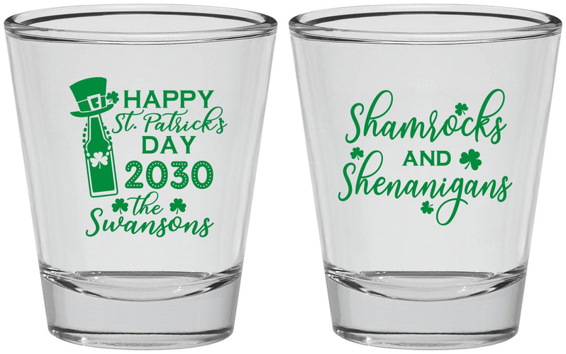 Personalized St Patricks Day Shot Glasses - Shamrocks Shenanigans | 200010