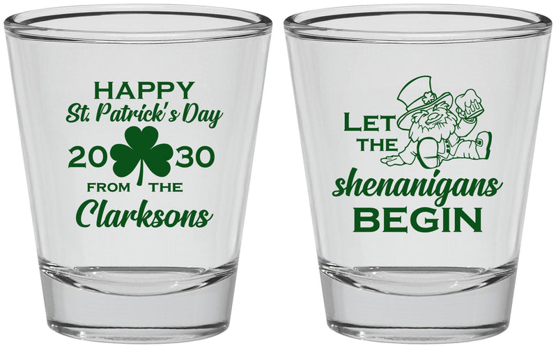 Personalized St Patricks Day Shot Glasses - Shenanigans Leprechaun | 200011