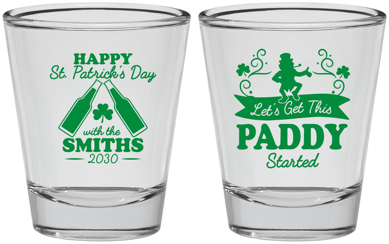 Personalized St Patricks Day Shot Glasses - Lets Get The Paddy Started | 200014