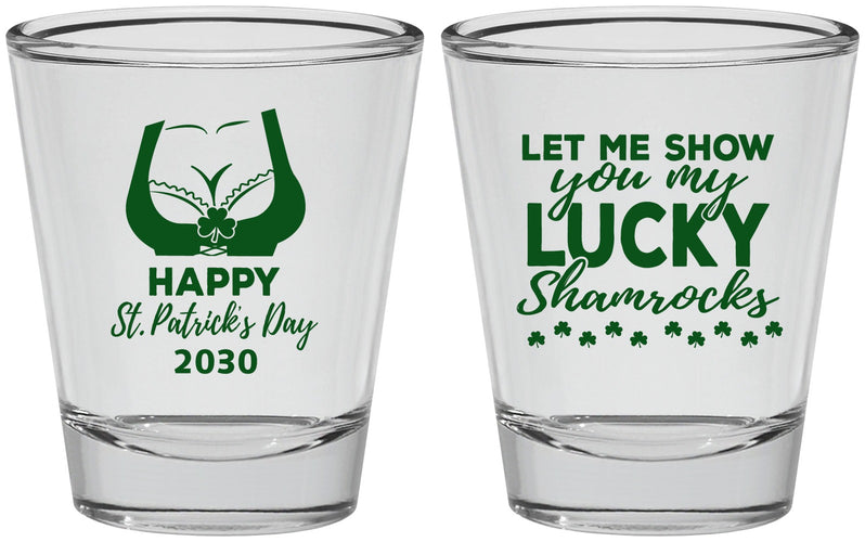 Personalized St Patricks Day Shot Glasses - Shamrocks | 200015