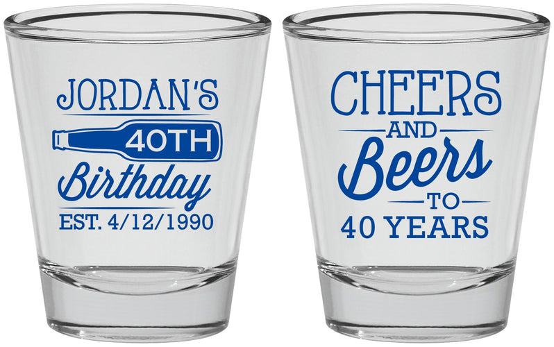 Personalized Birthday Shot Glasses - Cheers Beers To 40 Years | 20002