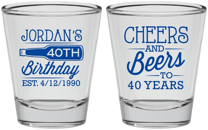 Personalized Birthday Shot Glasses - Cheers Beers To 40 Years | 20002