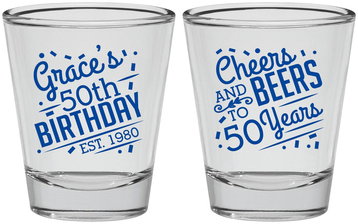 Personalized Birthday Shot Glasses - Cheers Beers To 50 Years | 20003