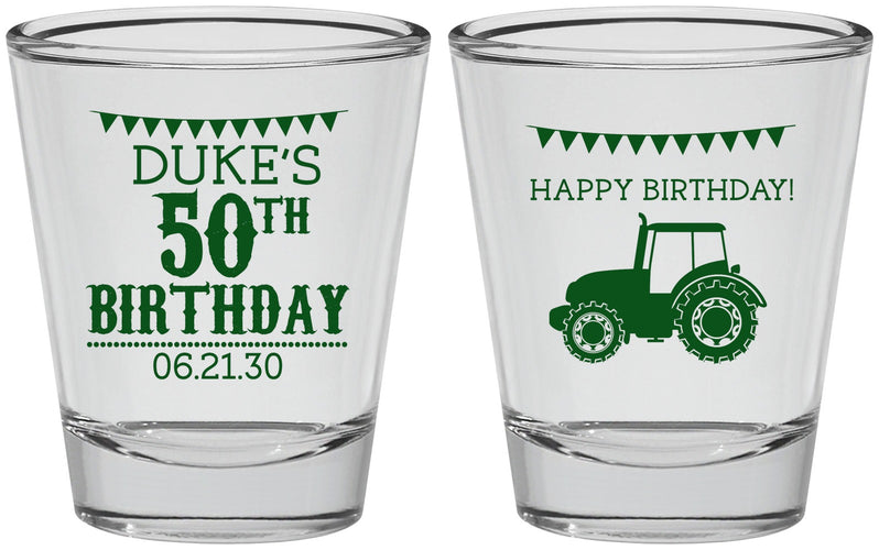 Personalized Birthday Shot Glasses - 50th Tractor | 20005