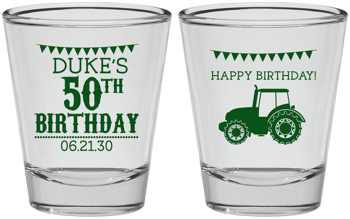 Personalized Birthday Shot Glasses - 50th Tractor | 20005