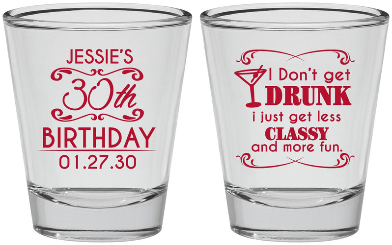 Personalized Birthday Shot Glasses - Dirty 30 | 20011