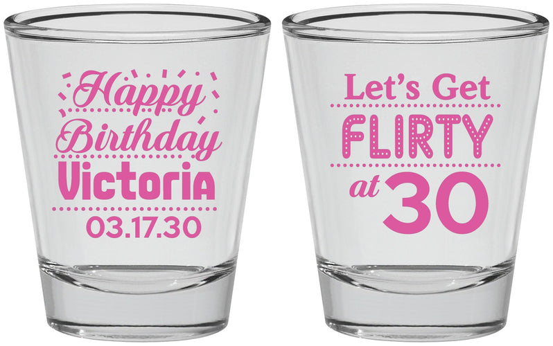 Personalized Birthday Shot Glasses - Flirty At 30 | 20015