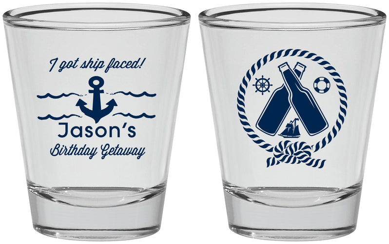 Personalized Birthday Shot Glasses - Ship Faced Nautical | 20024