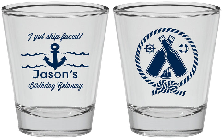 Personalized Birthday Shot Glasses - Ship Faced Nautical | 20024