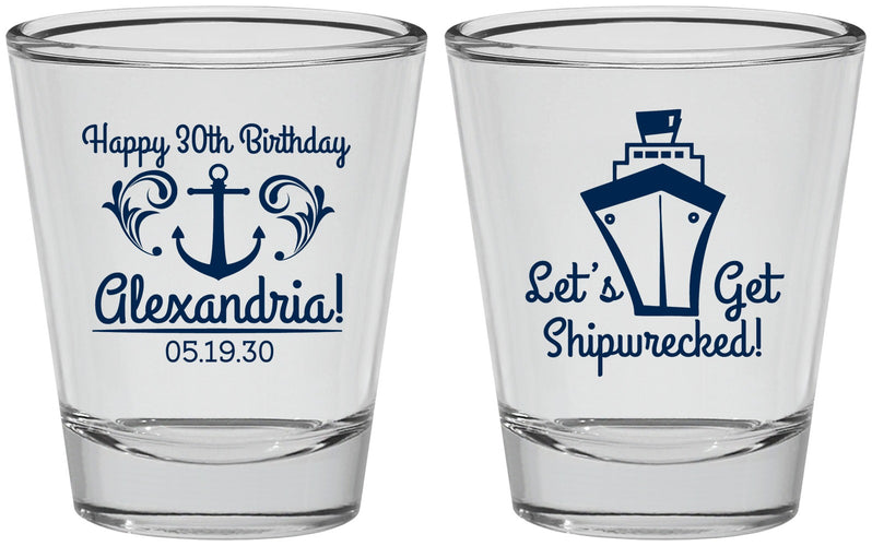 Personalized Birthday Shot Glasses - 30th Shipwrecked | 20026