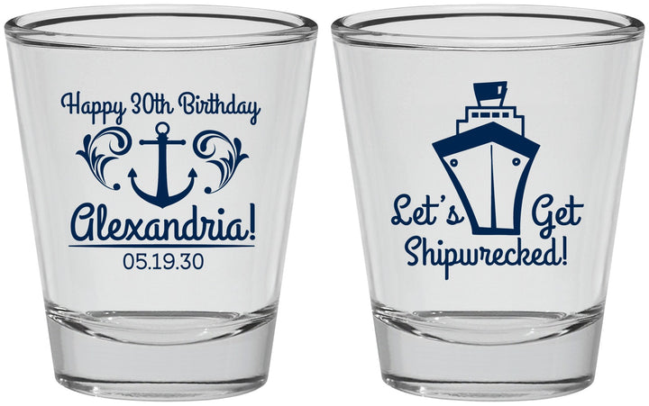 Personalized Birthday Shot Glasses - 30th Shipwrecked | 20026