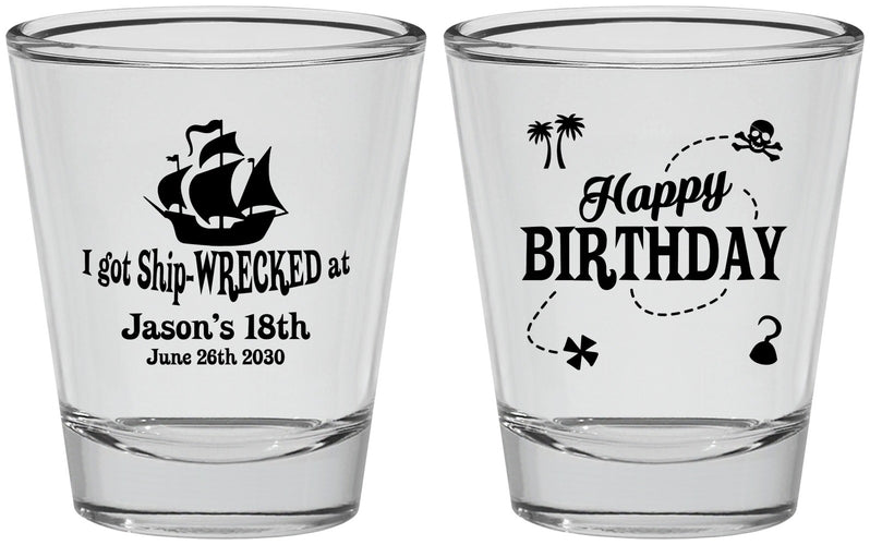 Personalized Birthday Shot Glasses - 18th Shipwrecked | 20028