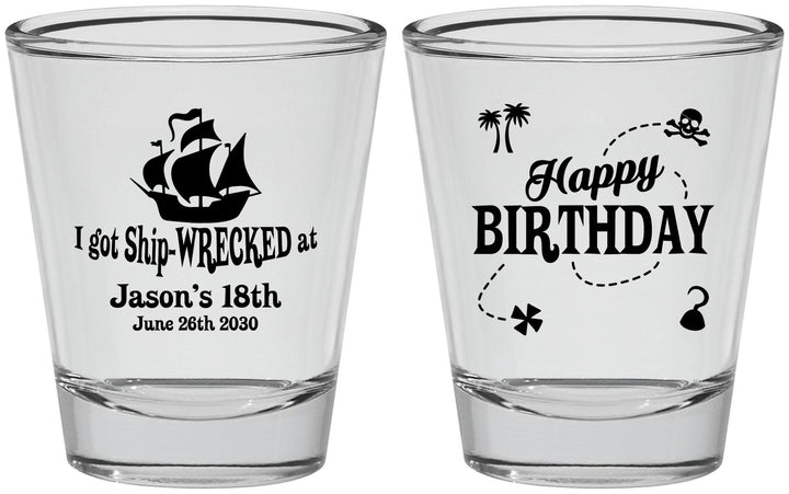 Personalized Birthday Shot Glasses - 18th Shipwrecked | 20028