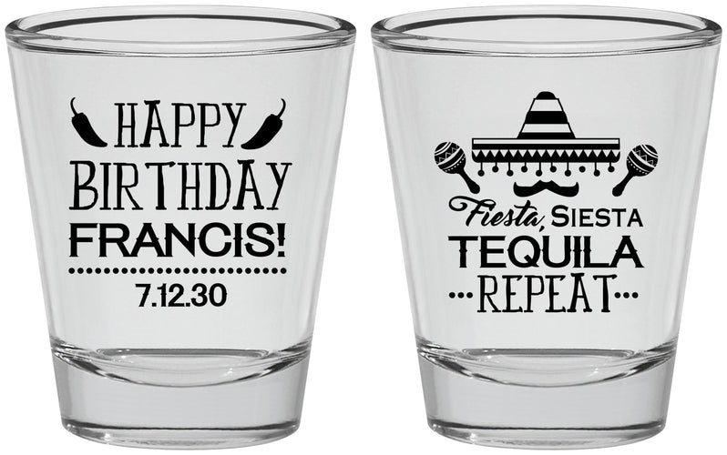 Personalized Birthday Shot Glasses - Fiesta Siesta Tequila | 20030