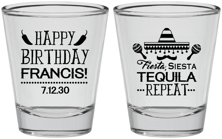 Personalized Birthday Shot Glasses - Fiesta Siesta Tequila | 20030