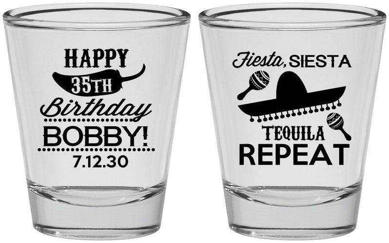 Personalized Birthday Shot Glasses - 35th Fiesta Siesta Tequila | 20031