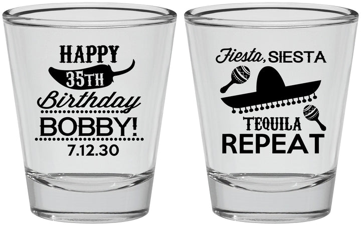 Personalized Birthday Shot Glasses - 35th Fiesta Siesta Tequila | 20031