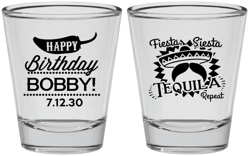 Personalized Birthday Shot Glasses - Fiesta Siesta Tequila | 20032