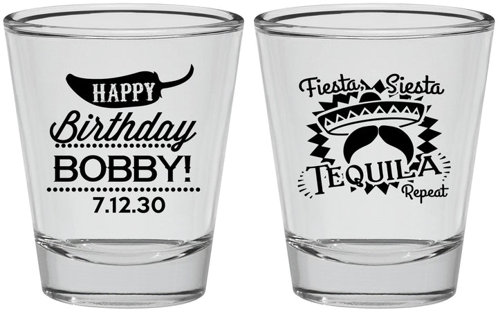 Personalized Birthday Shot Glasses - Fiesta Siesta Tequila | 20032