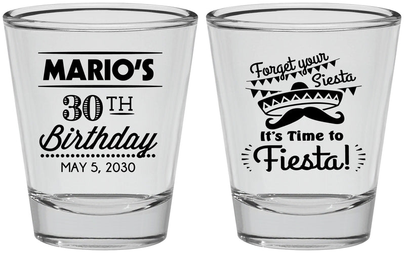 Personalized Birthday Shot Glasses - 30th Fiesta | 20034