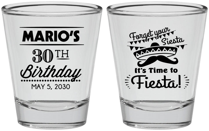 Personalized Birthday Shot Glasses - 30th Fiesta | 20034