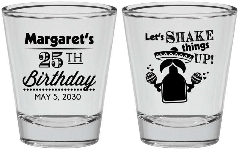 Personalized Birthday Shot Glasses - 25th Fiesta | 20035