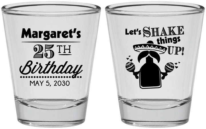Personalized Birthday Shot Glasses - 25th Fiesta | 20035