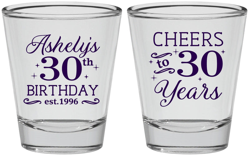 Personalized Birthday Shot Glasses - Cheers To 30 Years | 20041