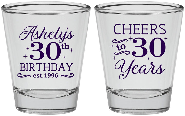 Personalized Birthday Shot Glasses - Cheers To 30 Years | 20041