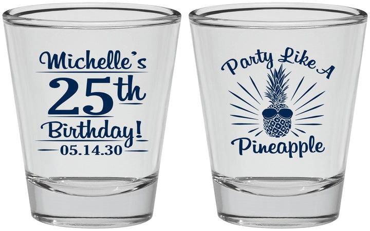 Personalized Birthday Shot Glasses - 25th Pineapple | 20043