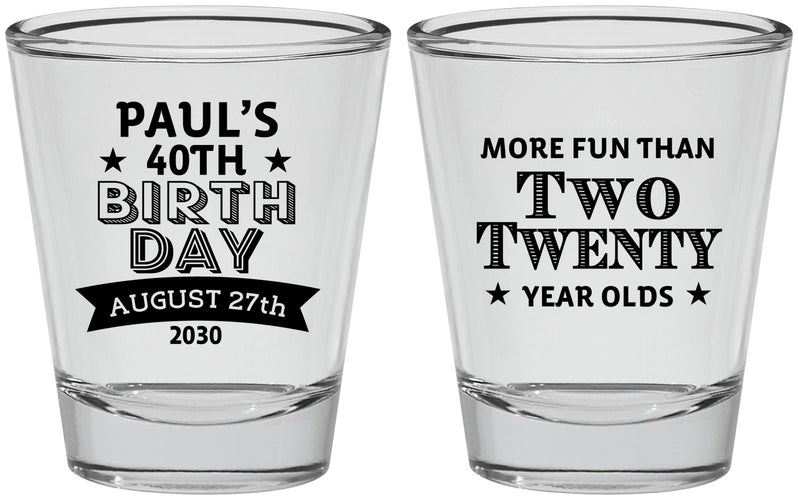 Personalized Birthday Shot Glasses - 40th | 20045