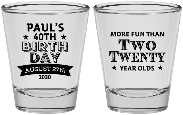 Personalized Birthday Shot Glasses - 40th | 20045