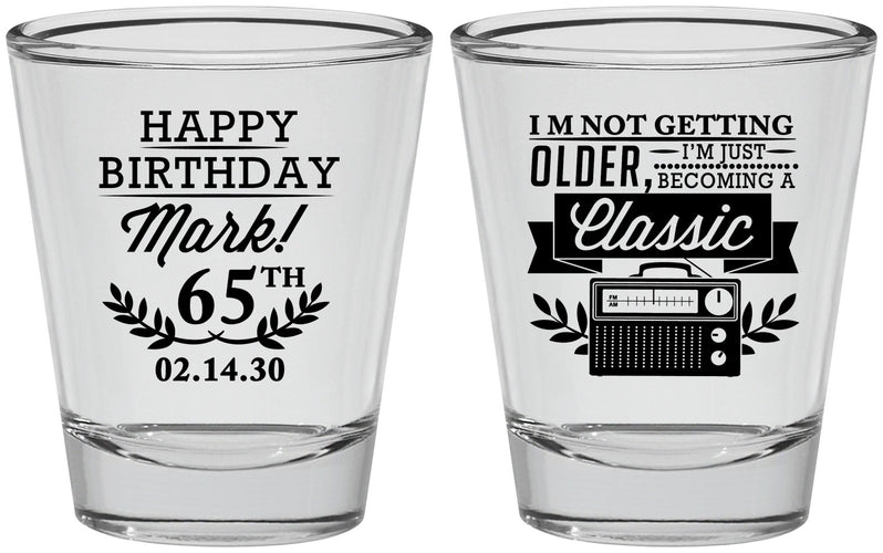 Personalized Birthday Shot Glasses - 65th Classic Radio | 20056