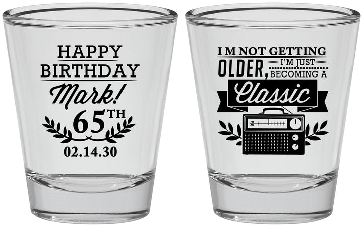 Personalized Birthday Shot Glasses - 65th Classic Radio | 20056