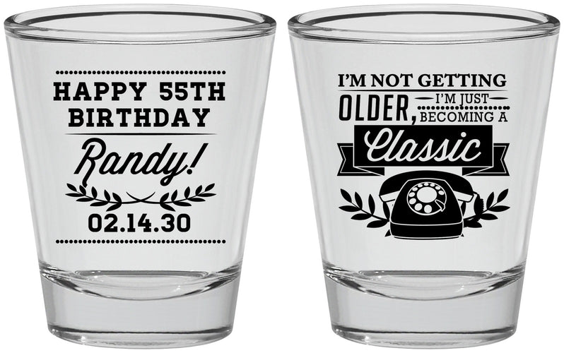 Personalized Birthday Shot Glasses - 55th Classic Phone | 20058